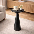 COZAYH Rustic Pedestal End Table, Farmhouse Round Martini Table Wood Plant Stand Drink Table for Small Space Living Room, Bedroom, Black
