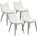 AVAWING Dining Chairs Set of 4, Faux Leather Upholstered Kitchen Chairs with Button Tufted Back and Adjustable Footpads, Armless Accent Chairs for Dining Room and Living Room, White