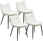 AVAWING Dining Chairs Set of 4, Faux Leather Upholstered Kitchen Chairs with Button Tufted Back and Adjustable Footpads, Armless Accent Chairs for Dining Room and Living Room, White