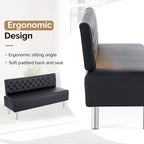 OmySalon Waiting Room Bench with Back, 58.6’’ Office Guest Chair Upholstered Reception Seating, Lobby Furniture for Beauty Salon Barbershop Airport Bank Hall Room Conference, Button Tufted, Black