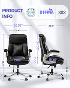 Office Chair Big and Tall, Adjustable Lumbar Support for Back Pain Relief, Double Cushioned Comfy Ergonomic Home Office Chair, Extra Wide Seat & Flip-up Armrests Office Chairs