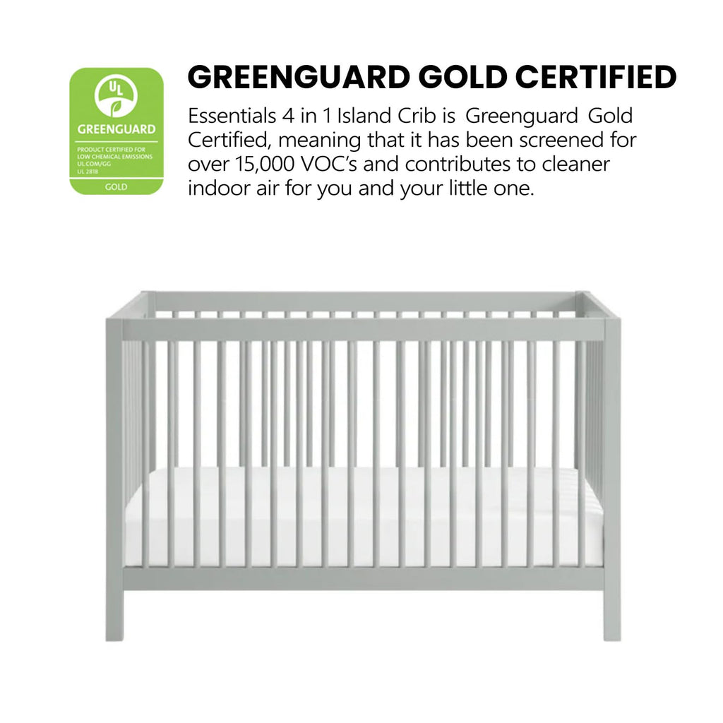 Oxford Baby Essentials Island Full Size 4-in-1 Convertible Baby Crib with Round Spindles, Gray