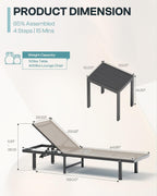 Lounge Chair Outdoor with Wheels, Aluminum Chaise Lounge Outdoor Chair with 5 Adjustable Backrest - Easy to Move- Pool Lounge Chairs for Patio, Poolside (Khaki)