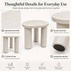 Small Round Side Table, Light Wood Grain End Table with 3 Cylindrical Legs, Modern Nightstand for Living Room, Bedroom, Sofa Side, Apartment