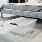 2 Pack Under Bed Storage Bin with Lid,40 Quart Stackable Clear Plastic Container for Clothing, Bedding Items,Under Bed Storage Organizer with Wheels,Transparent Underbed Design