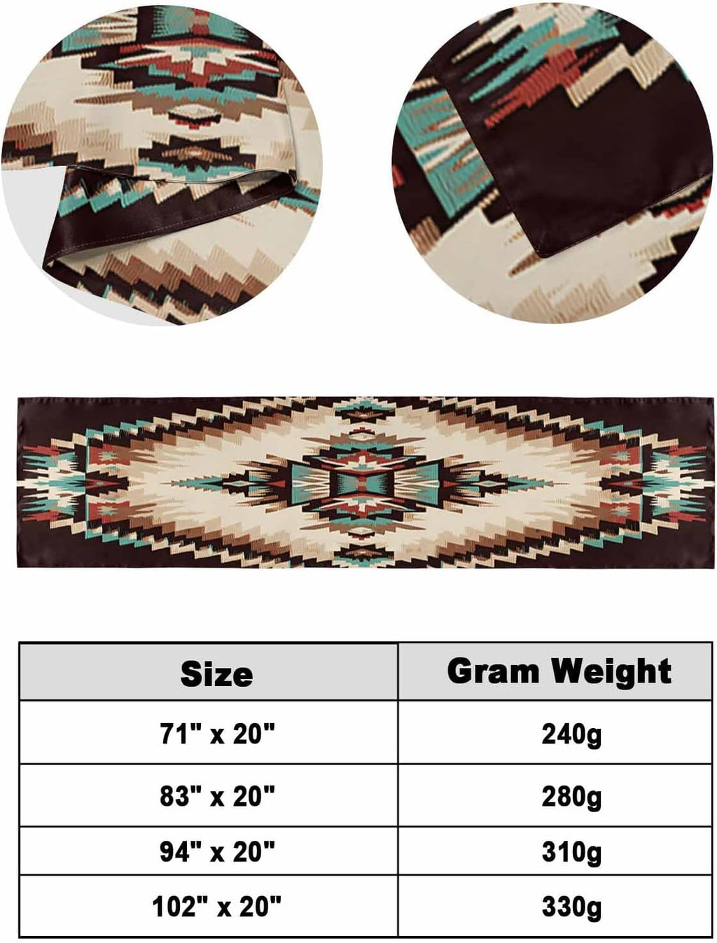 Abstract Aztec Bed Runner Scarf King Size,Southwest Geometric Retro Native American Luxury Bed Throw Runners & Scarves for Twin Full Queen King Foot of Bed Bedroom Hotel Wedding Decoration,94"x20"