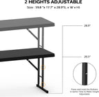 VINGLI 4 FT Narrow Folding Table,Premium Quality HDPE Material and Sturdy Metal Frame, Perfect for Buffet, Seminar, Party, Training, Home Work, Black