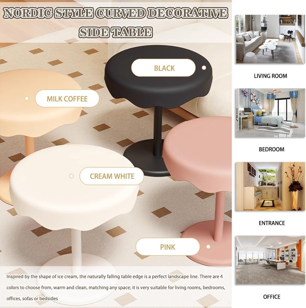 Nordic Style Round Side Table, Living Room Leisure Coffee Table, Modern Home Decoration, Easy Assembly(Milk Coffee)