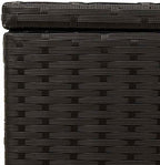 Garden Storage Box Black Poly Rattan Resin Wicker Container Chest 76.9 Gal Weather Resistant Outdoor Patio Deck Cushion Bench with Lockable Lid for Backyard Porch Balcony Yard