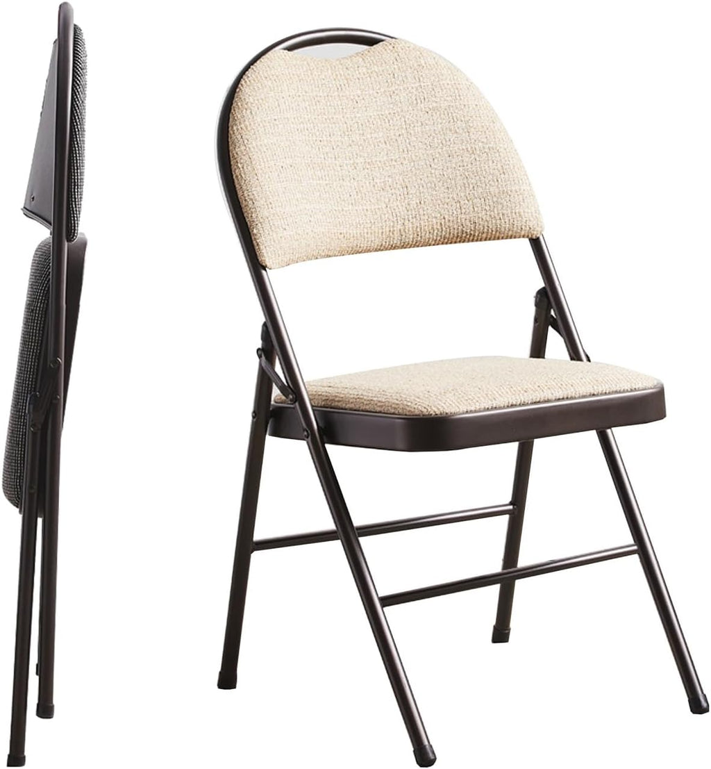 Folding Chairs,Commercial Event Heavy-Duty,Open Back,Foldable,Space Saving,Guest,Easy to Store & Carry Anywhere(Beige)