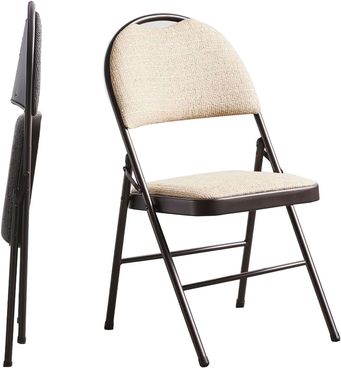 Folding Chairs,Commercial Event Heavy-Duty,Open Back,Foldable,Space Saving,Guest,Easy to Store & Carry Anywhere(Beige)