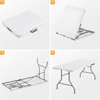 Fenbeli Upgraded 18% Thickened Folding Table 6ft Made of HDPE Plastic, Heavy Duty (25lb), Stable Thicker Legs, Dining Indoor Outdoor for Camping, Picnic and Party (Pearl White, 6FT)