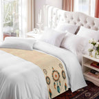 Yukro Retro Feather Bed Runner Scarf, Native American Indian Ethnic Tribe Aztec King Bed Scarf Runner, No Fading Decorative Bedding Scarf for Bedroom Hotels Homes and Guestrooms