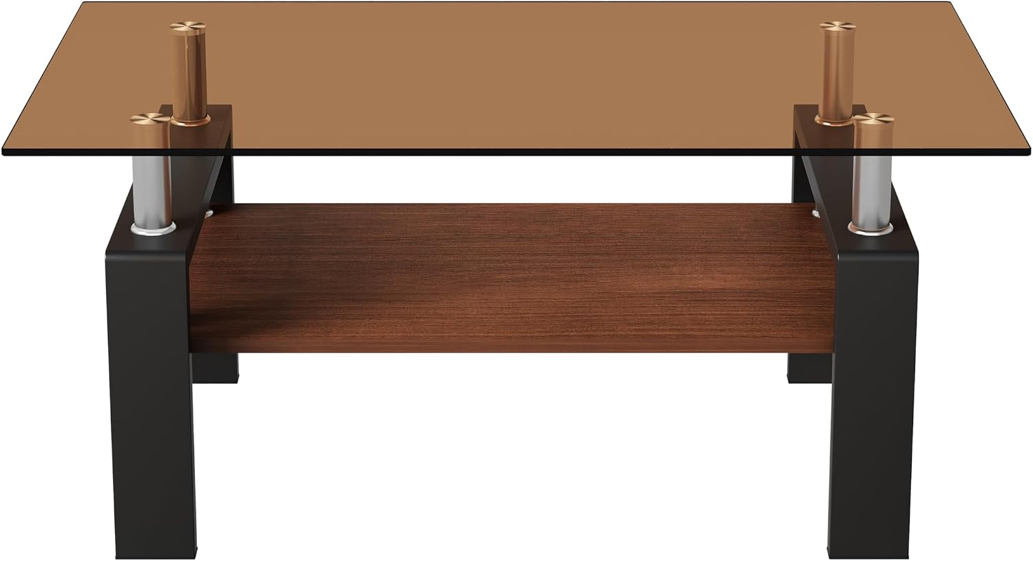 IANIYA 3 Pieces Living Room Table Set, Coffee Table Set of 3 Modern Rectangle Tempered Glass Coffee Table with 2 End Side Tables, 3 Piece Table Sets for Apartment Home Office (3, Brown)