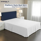 SGI Bedding 10 inch Drop Bed Skirt Queen Size - Platform Style with Secure Fit, Classic Tailored Look, Elegant Pleated Style Dust Ruffle, Split Corners, Wrinkle Resistant Microfiber - White