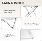White Folding Chairs 4 Pack, Plastic Folding Chairs for Outside, Heavy Duty Foldable Chairs, Sturdy Metal Folding Chairs, 350 lbs Capacity, for Patio, Garden, Party