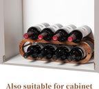 Navtcow Wine Rack and Water Bottle Organizer 2 in 1 for Cabinet and Countertop - Adjustable in 2 Sizes (Acacia Wood 2 Tier)