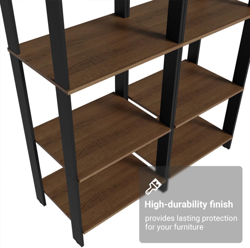 Madesa Kitchen Pantry Storage Rack with 10 Open Shelves 47" L Multiuse Modular Cabinet for Kitchen Organization - Black/Brown