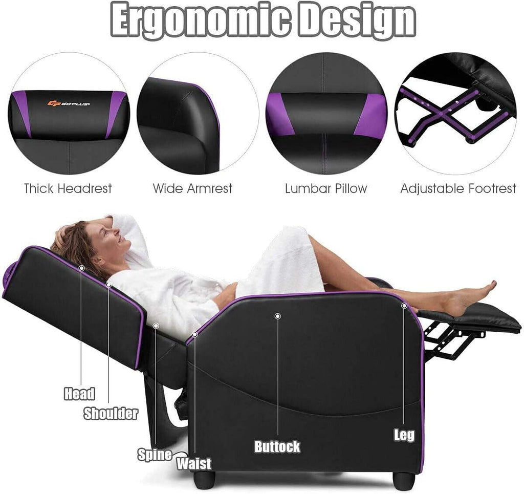 Massage Gaming Recliner Chair, Purple