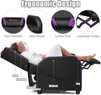 Massage Gaming Recliner Chair, Purple