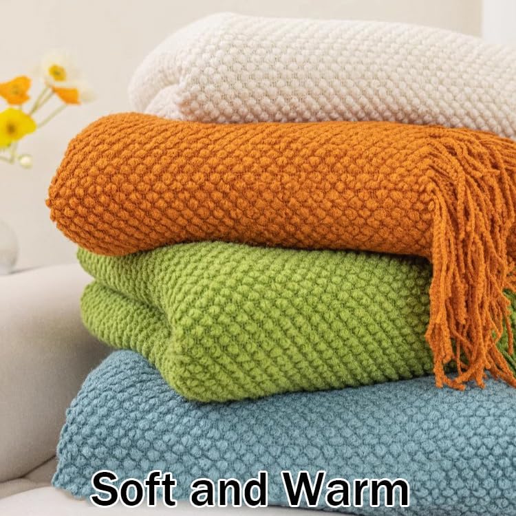 Cotton Knit Bed Runners King Size,Decorative Boho Bed Scarf with Tassel,Soft Solid Color Woven Beds Throw Blanket for Bedroom Home Hotel (A Khaki, 60x260cm/23.6 * 102in)