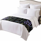 Purple Barrier Bed Runners for Queen Size Beds, Decorative Bed Throws for Foot of Beds, Luxury Bedding Protector Slipcover Vintage Abstract Art Botanical Leaves Bedrunners & Scarves for Hotel, 94"x20"