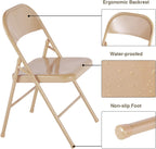 VECELO All-Steel Folding Chair Set of 8, Heavy Duty Metal Foldable Chairs, Double Hinged, Stackable Commercial Seating for Indoor Outdoor Events, Wedding, Party, Patio, Office