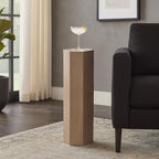 Wood Pedestal End and Side Table for Living Room Decor - Decorative Small Table Stand for Room, Bedroom, or Home Decor Drink Table - Versatile Night Stand or Bedside Table for Small Spaces - 36", Tan