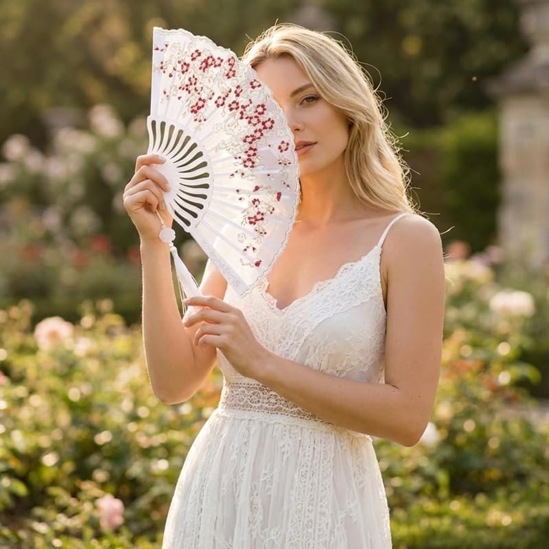Folding Fans Hand Fan Foldable: Handheld Fan Chinese Folding Fans for Women Wedding Decoration Dancing Party