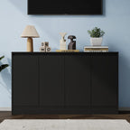 Housoul Buffet Cabinet with Storage, Coffee Bar Cabinet with 4 Doors and Adjustable Shelf, Modern Kitchen Buffet Sideboard for Kitchen, Black