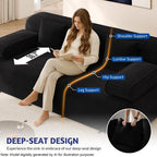 78.7'' Boneless Couches Queen, Corduroy Futon Sofa Bed, Modern Floor Couch, Cloud Convertible Sleeper Sofa Daybed, Comfy Loveseat, 3 Pillows, for Small Spaces, Living Room, Apartment, Black