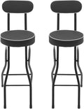2 PCS Folding Stool Tall Foldable Stool with Cushioned Padded & Back 38.5 inch Folding Bar Stools Metal Portable Chair Stools for Outdoor Indoor Kitchen Shop Cafe Camping (Black)