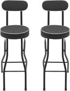 2 PCS Folding Stool Tall Foldable Stool with Cushioned Padded & Back 38.5 inch Folding Bar Stools Metal Portable Chair Stools for Outdoor Indoor Kitchen Shop Cafe Camping (Black)