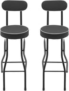 2 Pcs Folding Counter Height Stool Chair Padded Portable Stools with Foldable & 275 Lbs Load Capacity Tall Foldable Stool Chair Stools With Backrest for Camping, Barbecues, Traveling(Black)