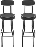 Cushioned Padded Folding Stool, 2PCS Tall Foldable Stools with Backrest, Bar Folding Stool, Portable Collapsible Counter Height Chair for Kitchen Island Shop Cafe Dining (Black)