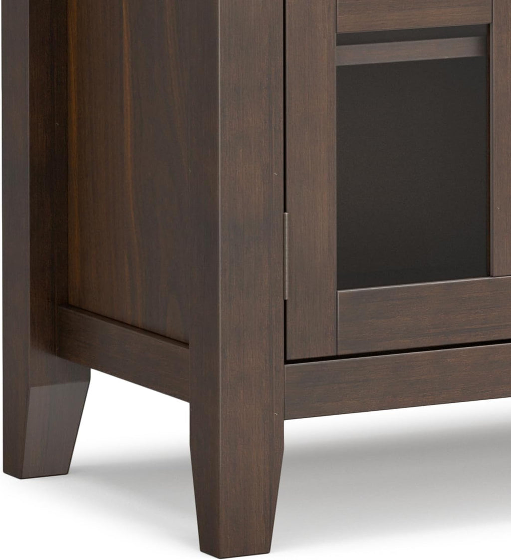 SIMPLIHOME Artisan Buffet - 54 inch Wide Solid Wood 3-Door Sideboard Buffet in Natural Aged Brown, Transitional Storage Cabinet for Dining Room or Kitchen with Adjustable Shelves and Bronze Hardware