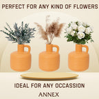 Annex Large Ceramic Handmade Bud Vase, Perfect for Pampas Grass, Book Vase for Flowers, Boho Room Decor for Home, Table, Shelf, Floor, Centerpiece or Book Display