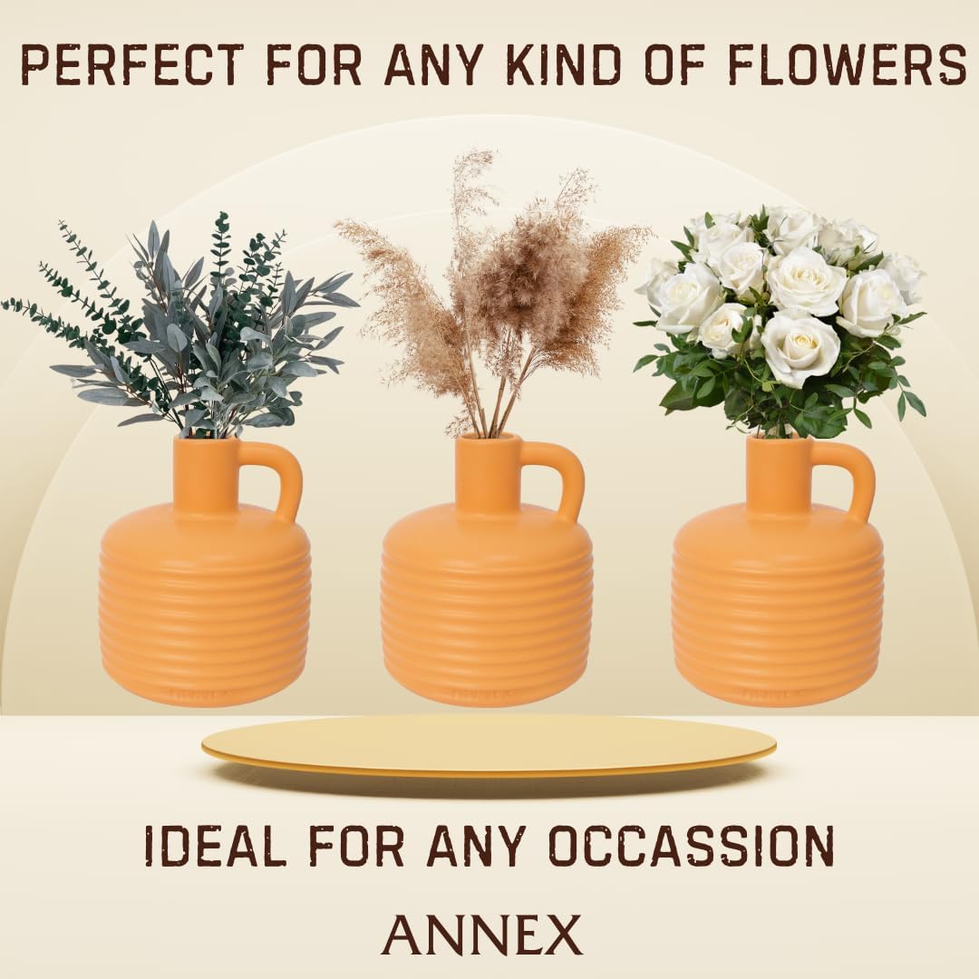 Annex Large Ceramic Handmade Bud Vase, Perfect for Pampas Grass, Book Vase for Flowers, Boho Room Decor for Home, Table, Shelf, Floor, Centerpiece or Book Display