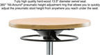 Perch Wood Rolling Pneumatic Stool, All Around Adjustment Ring and Wheels for Hardwood or Tile Floors, Desk Height