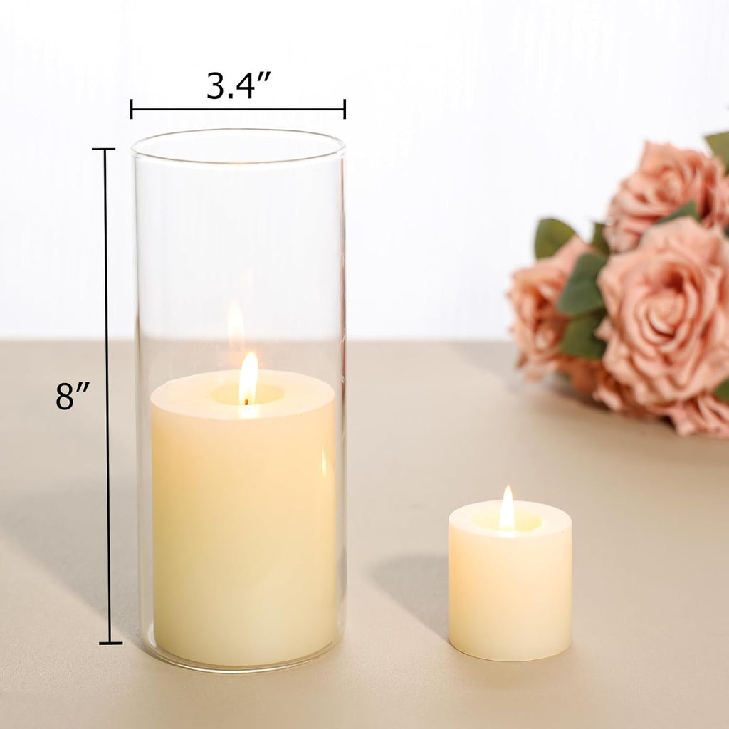 SUPMIND 7Pcs Glass Cylinder Vase for Centerpieces Clear Glass Flower Vases Bulk, Glass Hurricane Candle Holder Tall 8 Inch Floral Vases for Table, Floating Candle Vases for Wedding Home Décor