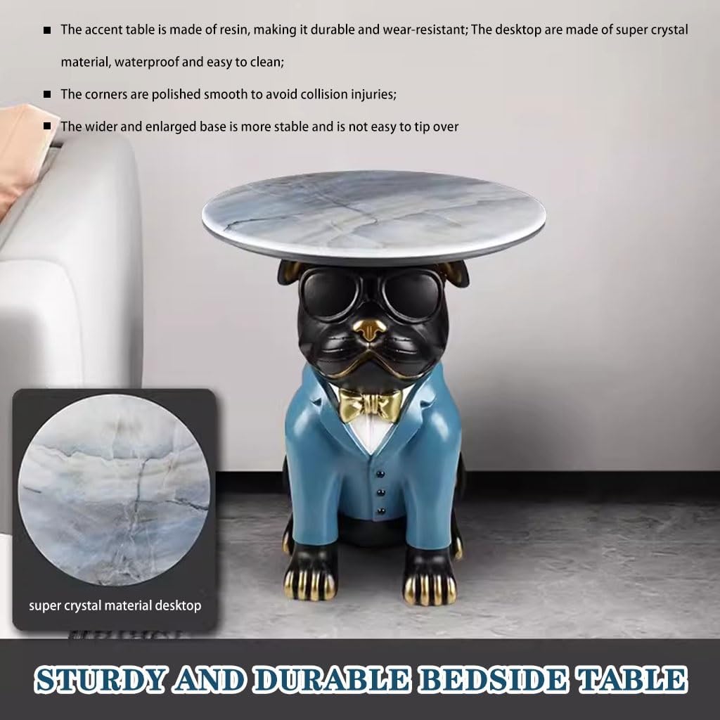 Cool Bulldog Appearance Side Table, Cartoon Animal Accent Table, Small Space Decoration, Bedroom Nightstand