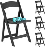 Resin Folding Chairs 4 Pack, 650LB Weight Capacity Foldable Chairs with Padded Seats, Indoor/Outdoor Lightweight Folding Chair for Events, Churches, Schools, Dining, Weekly Services(Black)