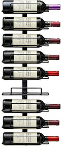 Wall Mount Wine Rack – 9 Bottles – Black Metal Wine Bottle Holder for Wall, Wine Rack Display for Home Bar, Kitchen