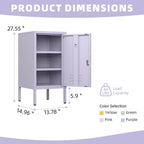 Lockable Metal End Table with 2 Adjustable Shelves, Modern Single Door Side Table, Industrial Metal Nightstand with Storage Cabinet for Bedroom, Living Room, Office, Easy Assembly