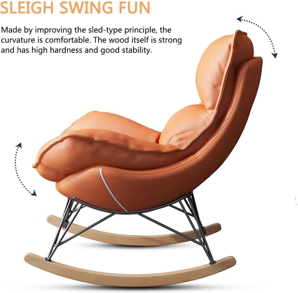 Home Living Room Bedroom Rocking Chair with High Backrest,Rocking Chair Adult Lazy Sofa Can Recline,Comfortable Living Room Rocking Chair with Footstool,A,One Size