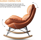 Home Living Room Bedroom Rocking Chair Chair with High Backrest,Rocking Chair Adult Lazy Sofa Can Recline,Comfortable Living Room Rocking Chair with Footstool,H,One Size