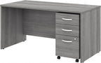 Bush Business Furniture 60W x 30D Office Desk with Mobile File Cabinet, Computer Table and Drawers for Home or Professional Workspace, Studio C Collection, Platinum Gray