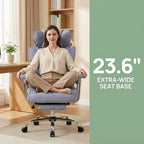 Big and Tall Office Chair 400lbs - Heavy Duty Executive Desk Chair with Footrest, High Back PU Leather Ergonomic Computer Chair with Extra Wide Seat & Thick Cushion for Home Office (Purple)