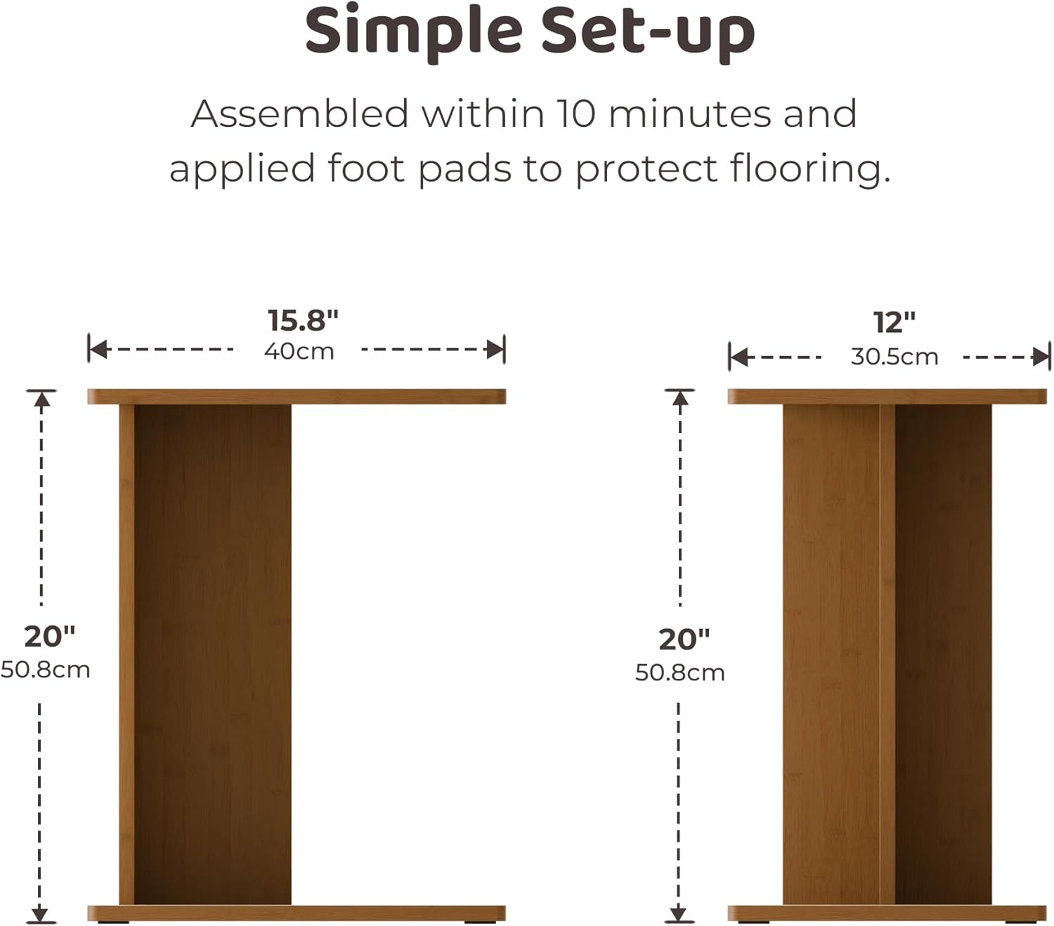 RECCI Solid Bamboo C-Shaped End Table Set of 2 for Couch and Sofa, Sustainable Mid-Century Modern Wood Side Table for Living Room or Bedroom, Easy Assembly C Table Nightstand (Walnut)