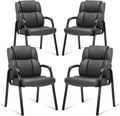 CLATINA Leather Guest Chair, Reception Conference Table Chair with Padded Armrests, Stationary Armchair for Meeting Waiting Room Lobby School, 350 LBS, 4 PK
